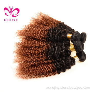 kinky curl 1b 30 ombre color original brazilian human hair, brazilian hair extensions overseas brazilian hair weave